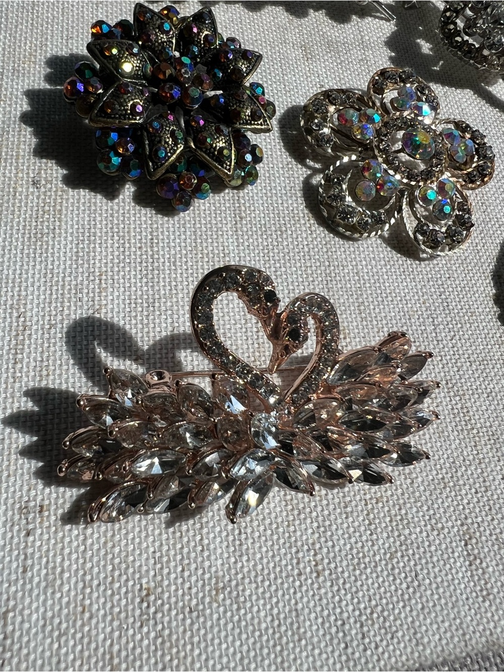 Assorted Women's Rhinestone Brooch Set - Pink, Black, Gold, Silver Tone - Picture 9 of 15